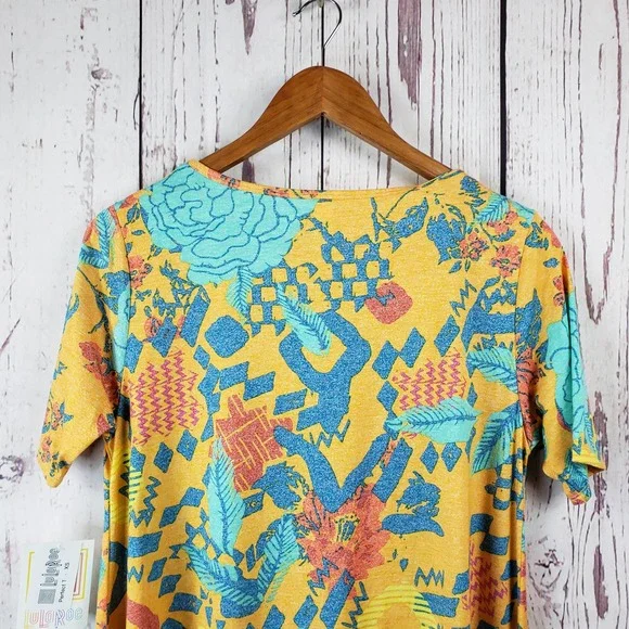 LulaRoe Perfect T Shirt Womens Size XS Floral Short Sleeve Scoop Neck Orange NWT - Picture 5 of 7